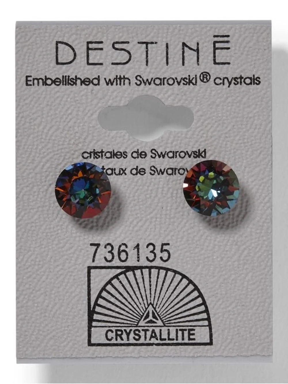 “Crystallite” Destine Swarovski Crystal Stud Earrings - Aurora Borealis